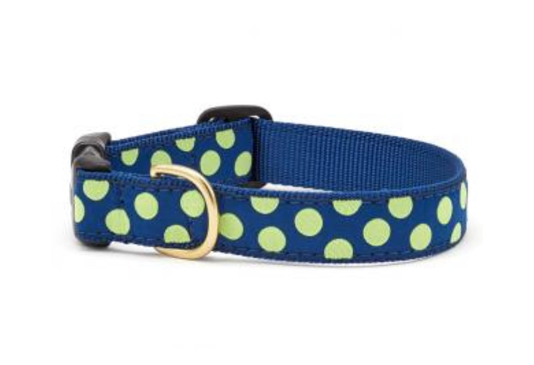 Dog Collar - Navy Lime Dot