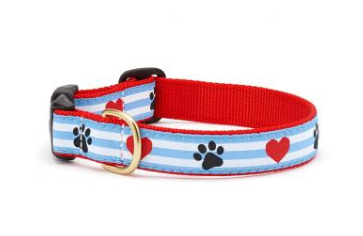 Dog Collar - Paw Print Stripe