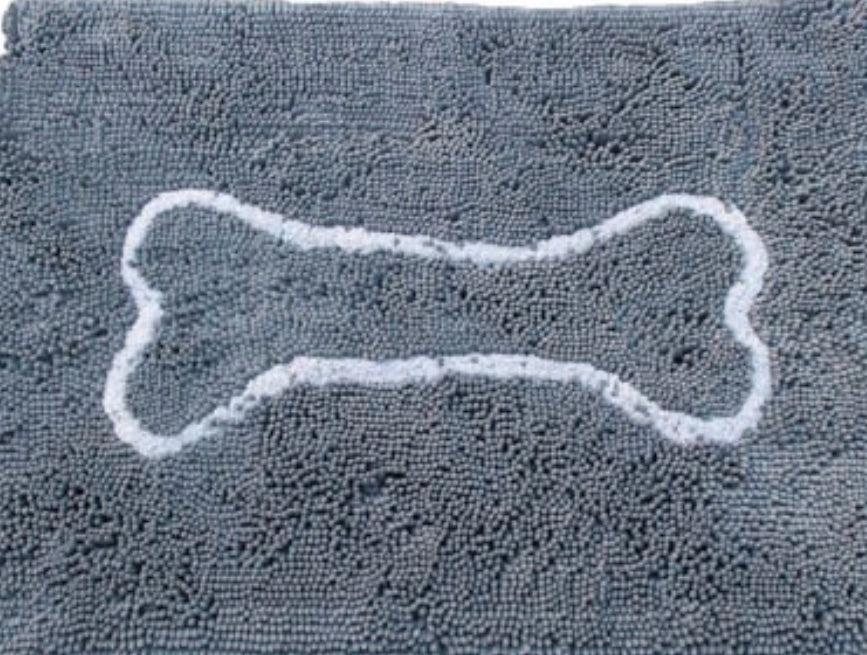 Soggy Dog Doormat - Gray with Light Gray Bone