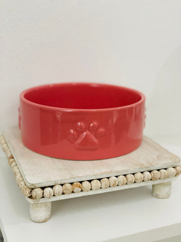 Dog Bowl - Sculpt Paw Coral