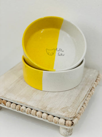 Cat Bowl - Yellow Hello