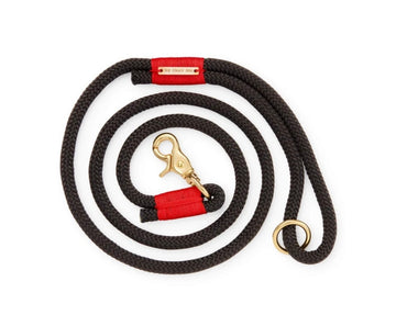 Rope Leash Black with Red