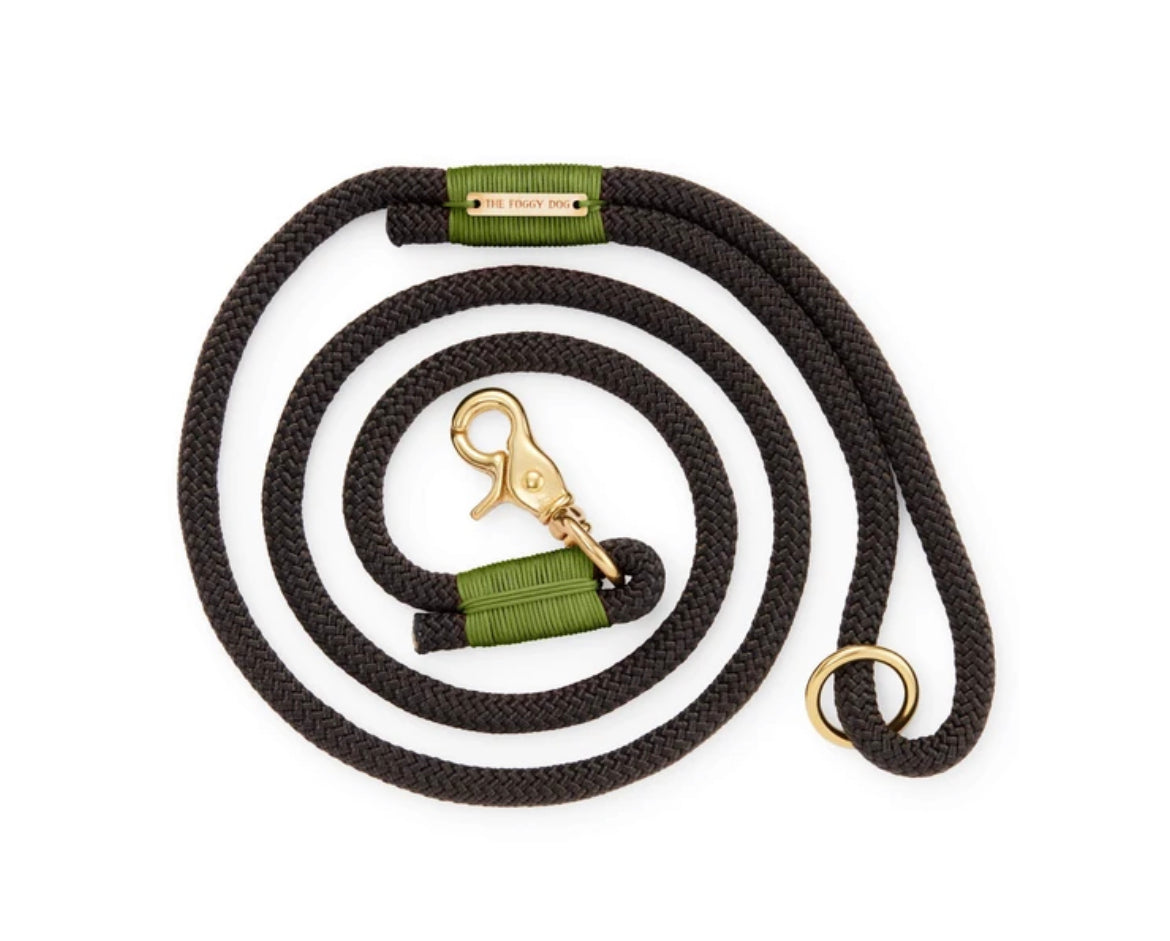 Rope Leash Black with Green