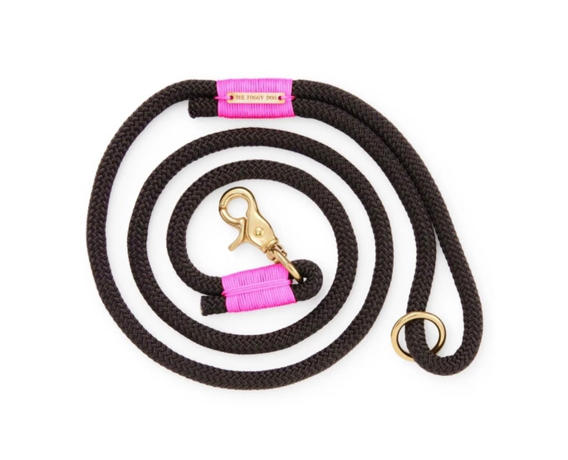 Rope Leash Black with Pink