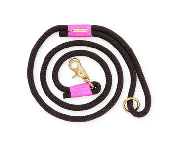 Rope Leash Black with Pink