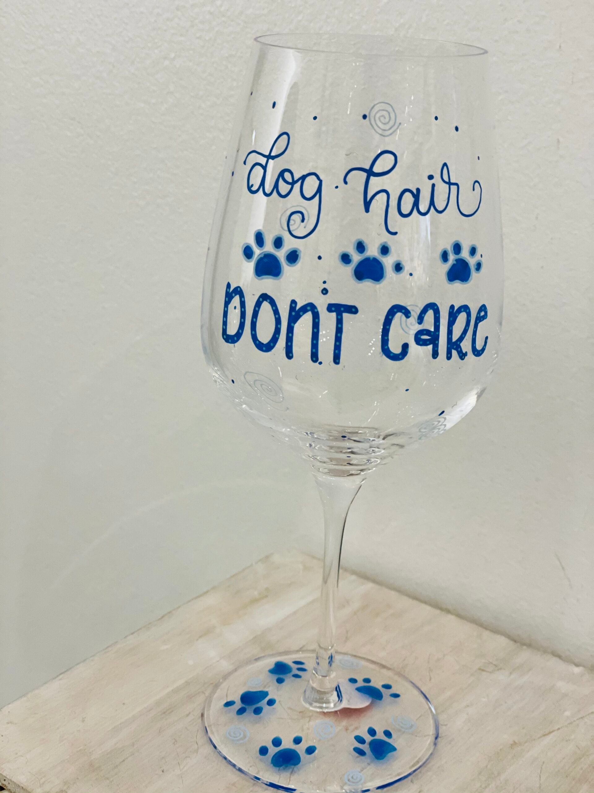 Hand Painted Wine Glass -  Pups/Stemmed