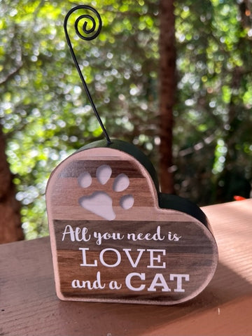 Heart Block Picture Holder - Cat