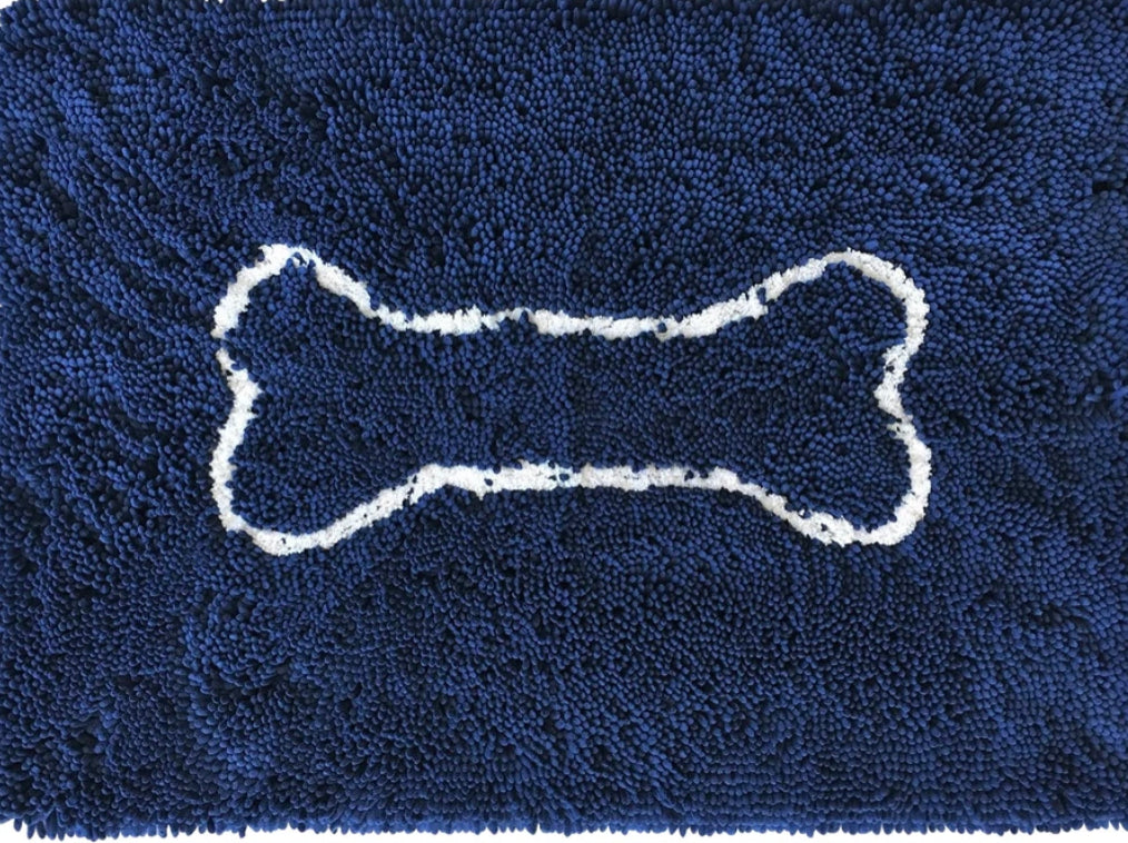 Soggy Dog Slopmat -  Navy with Oatmeal Bone