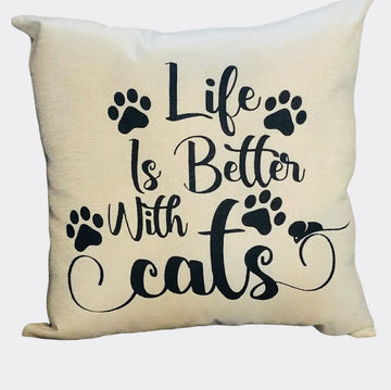 Pillow -Life is Better with Cats