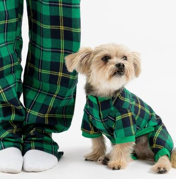 Pajamas - Green Plaid - Gussied Up Pet Boutique