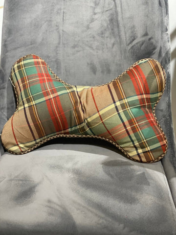 Pillow - Bone Green Plaid - Gussied Up Pet Boutique
