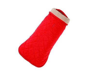 Quilted Jacket - Red/Khaki Reversible - Gussied Up Pet Boutique