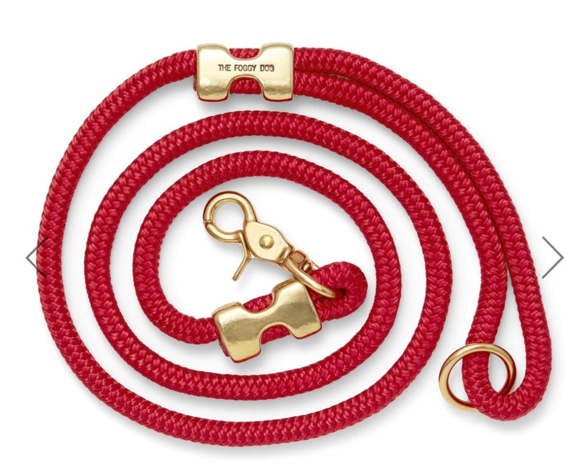 Rope Leash - Ruby Red 5' - Gussied Up Pet Boutique
