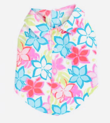 Shirt Button Down - Hibiscus - Gussied Up Pet Boutique