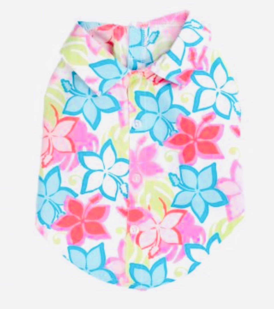 Shirt Button Down - Hibiscus - Gussied Up Pet Boutique