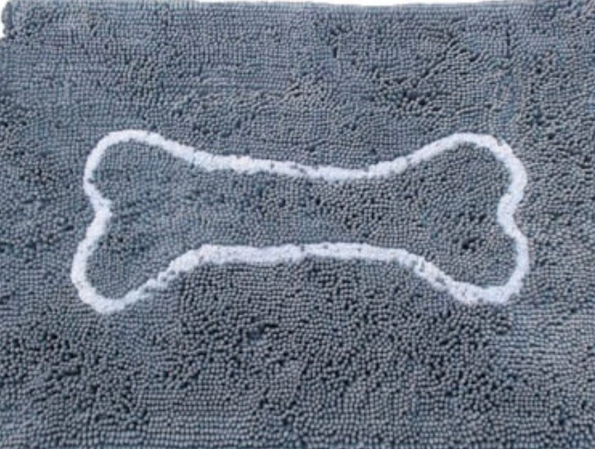 Soggy Dog Doormat - Gray with Light Gray Bone - Gussied Up Pet Boutique