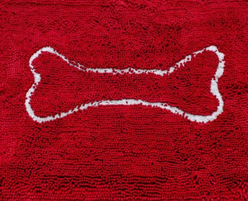 Soggy Dog Doormat - Red with Beige Bone - Gussied Up Pet Boutique