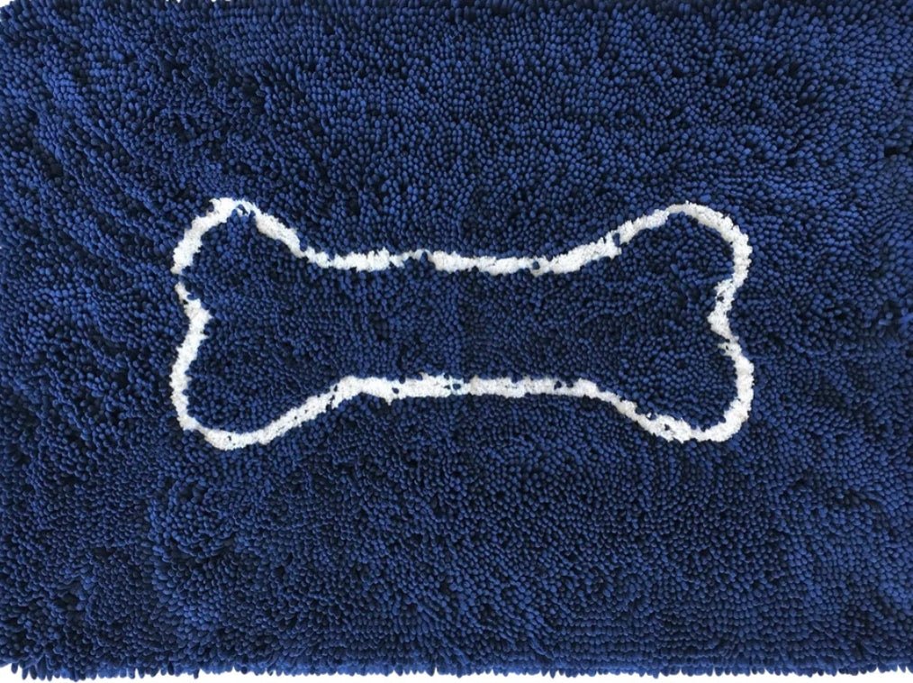 Soggy Dog Slopmat - Navy with Oatmeal Bone - Gussied Up Pet Boutique