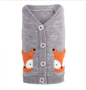 Sweater Cardigan - Fox - Gussied Up Pet Boutique