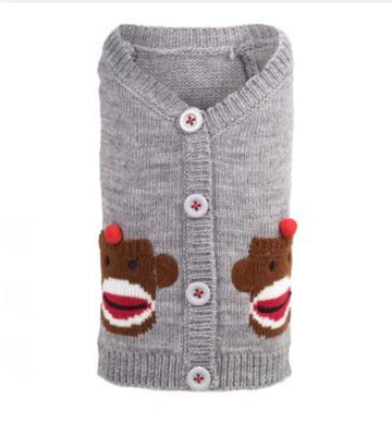 Sweater Cardigan - Monkey - Gussied Up Pet Boutique
