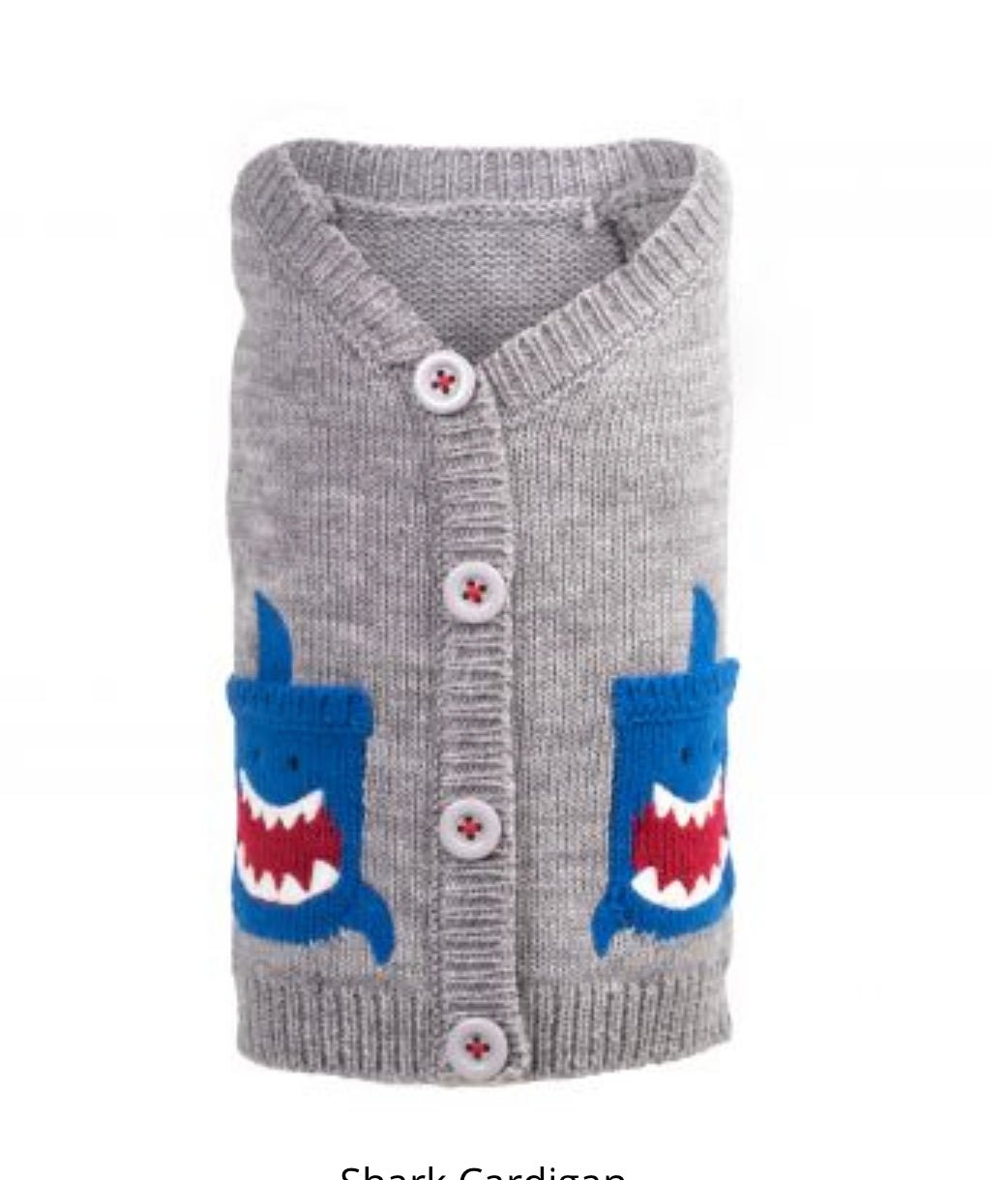 Sweater Cardigan - Shark - Gussied Up Pet Boutique