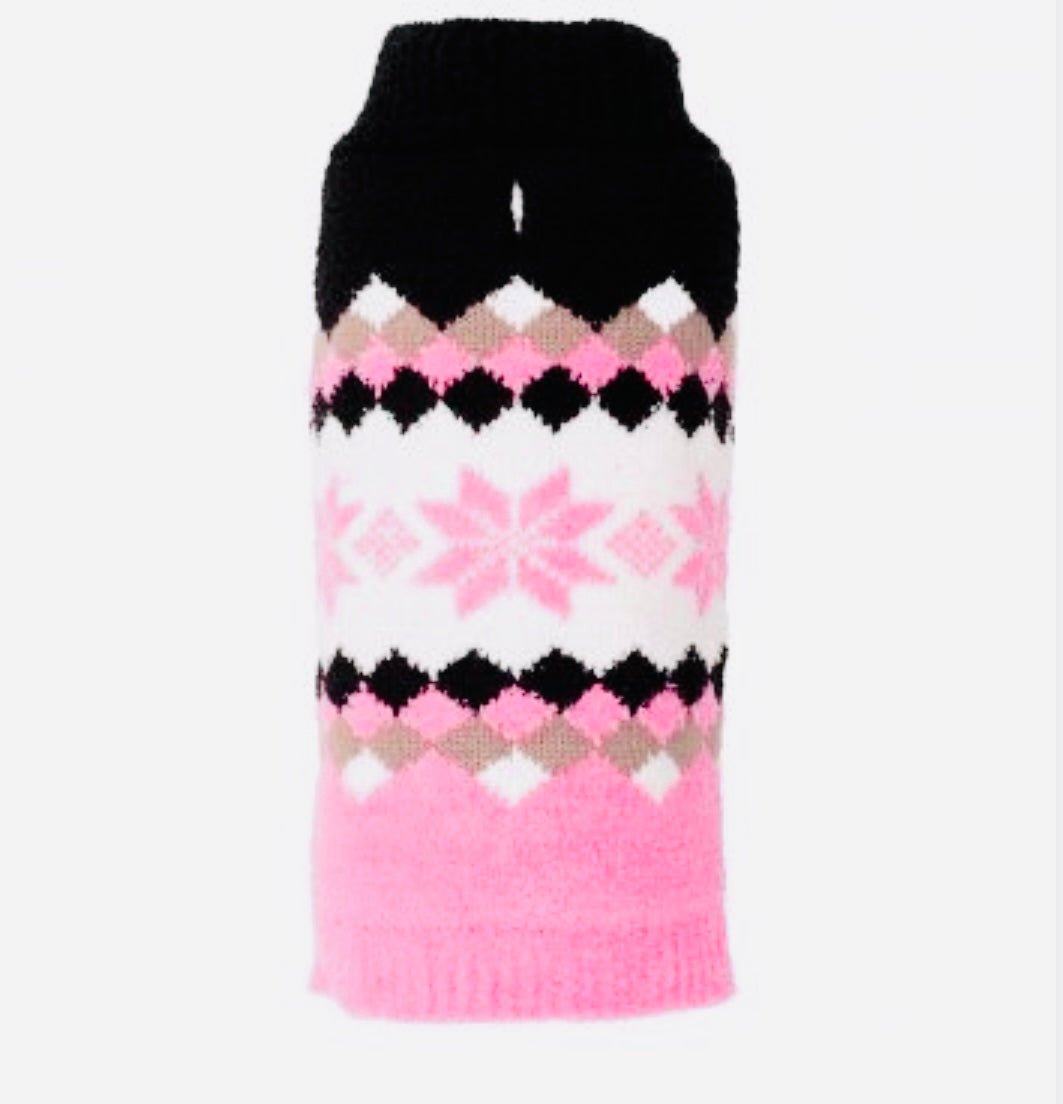 Sweater - Pink Snowflake - Gussied Up Pet Boutique