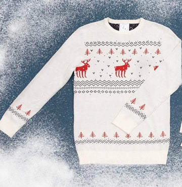 Sweater - Reindeer White Kids - Gussied Up Pet Boutique