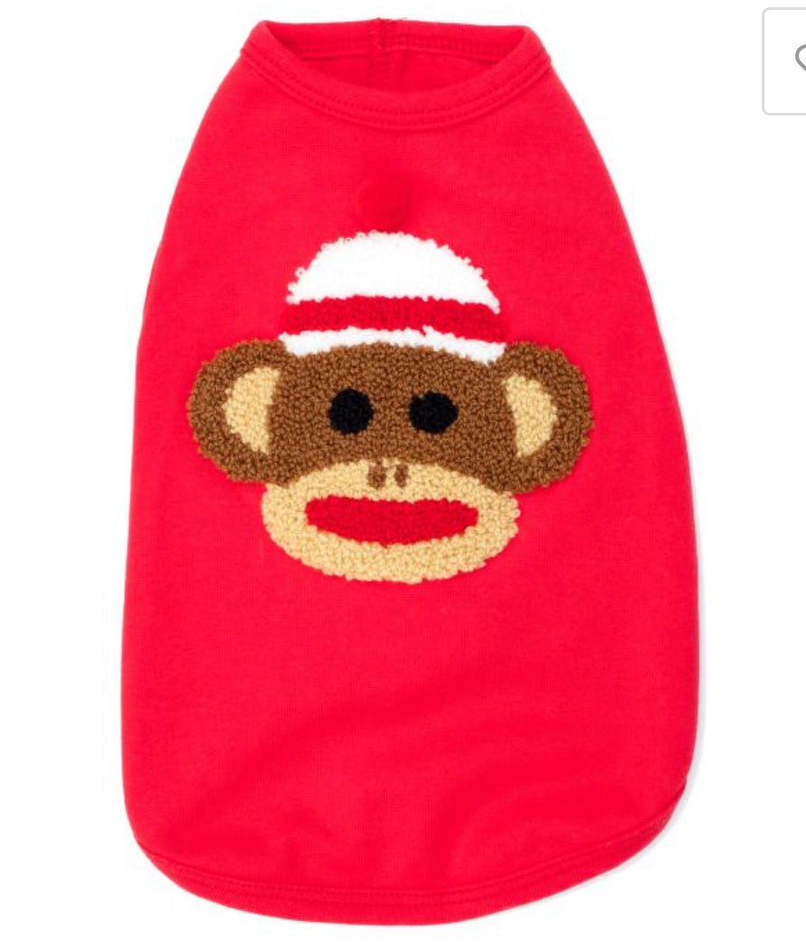 T-shirt Red Sock Monkey - Gussied Up Pet Boutique