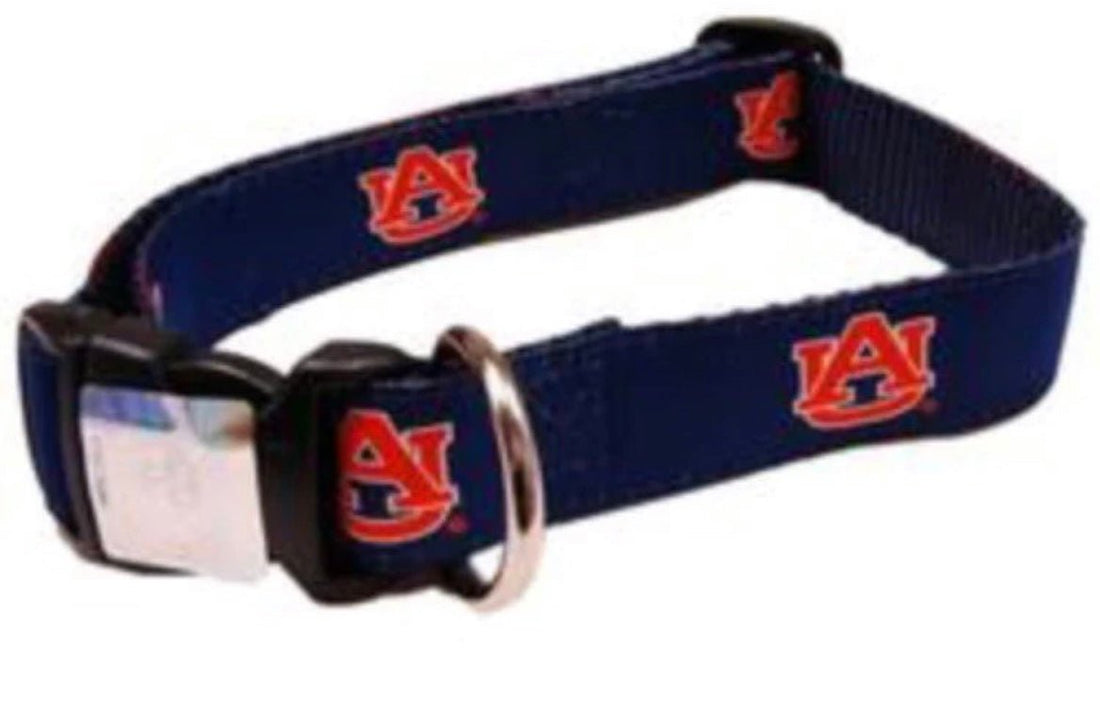 Team Collar - Auburn Navy Orange Logo - Gussied Up Pet Boutique
