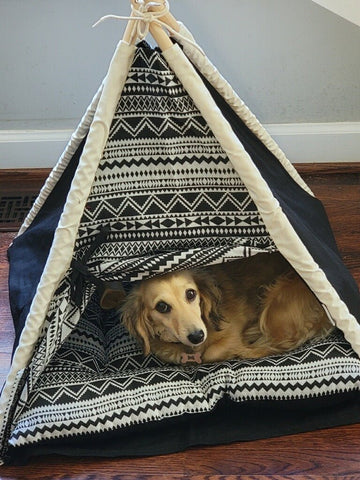 Navy Tribal Print Teepee Pet Bed