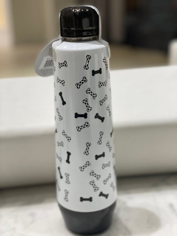 Water Bottle Manna 18oz - White/Black Bone - Gussied Up Pet Boutique