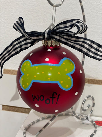 Woof Dog Bone Ornament - Gussied Up Pet Boutique