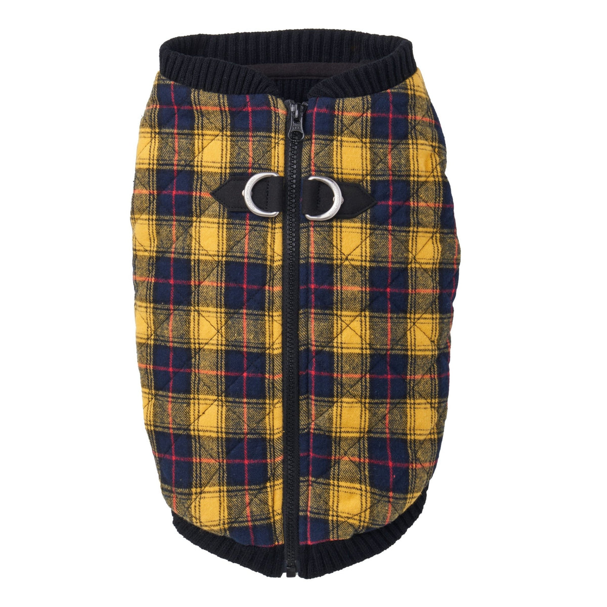 Fashion Vest - Plaid Yellow with black zipper and buckles